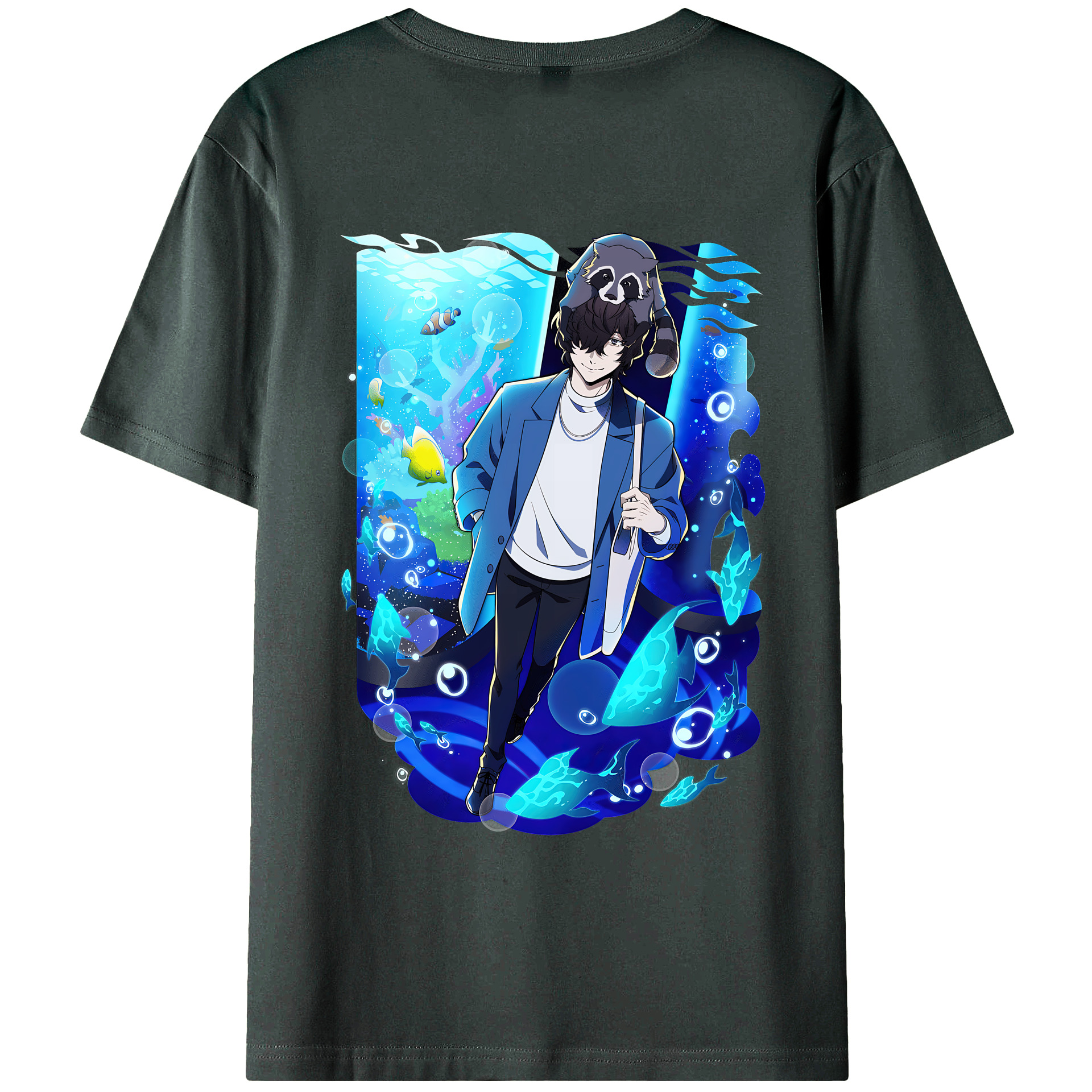 （画像用） 文豪ストレイドッグス Bungo Stray Dogs 綿100％ メンズ半袖Tシャツ（バックプリント） 通気性